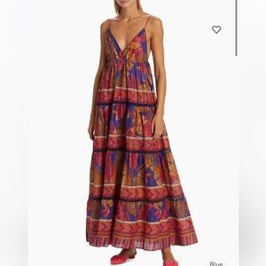 NWT Farm Rio Forest Mosaic Cotton Voile Maxi Dress Size Large